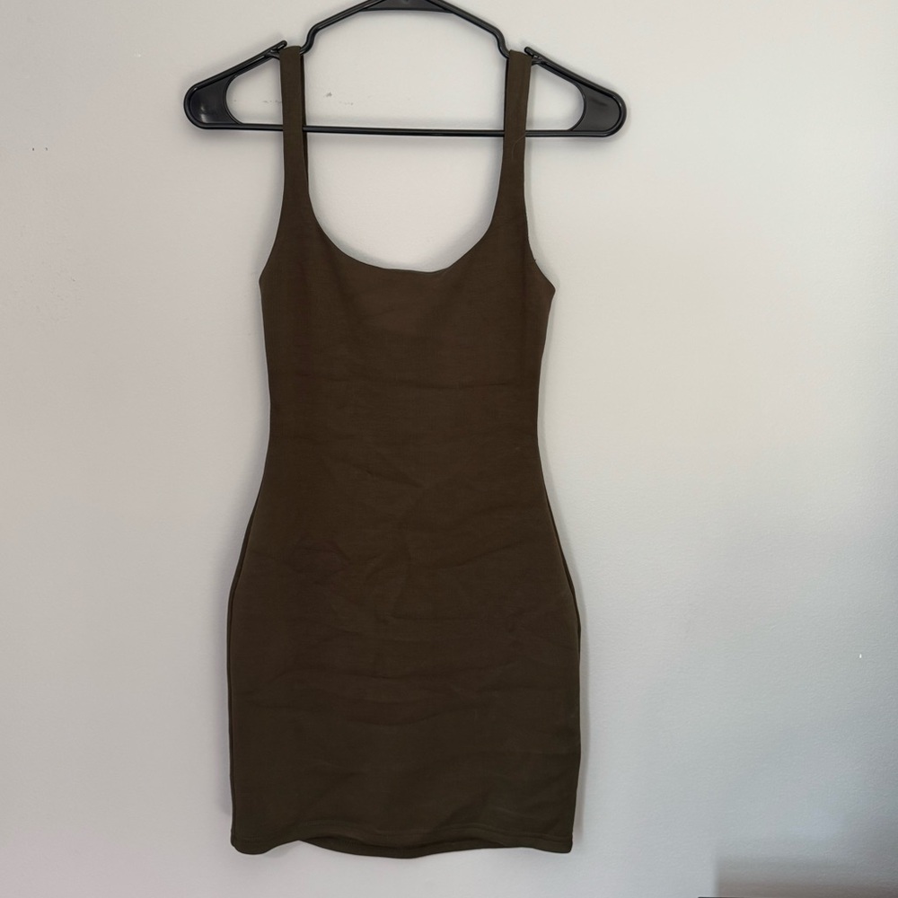 NanaMacs Olive Brown Backless Bodycon Dress